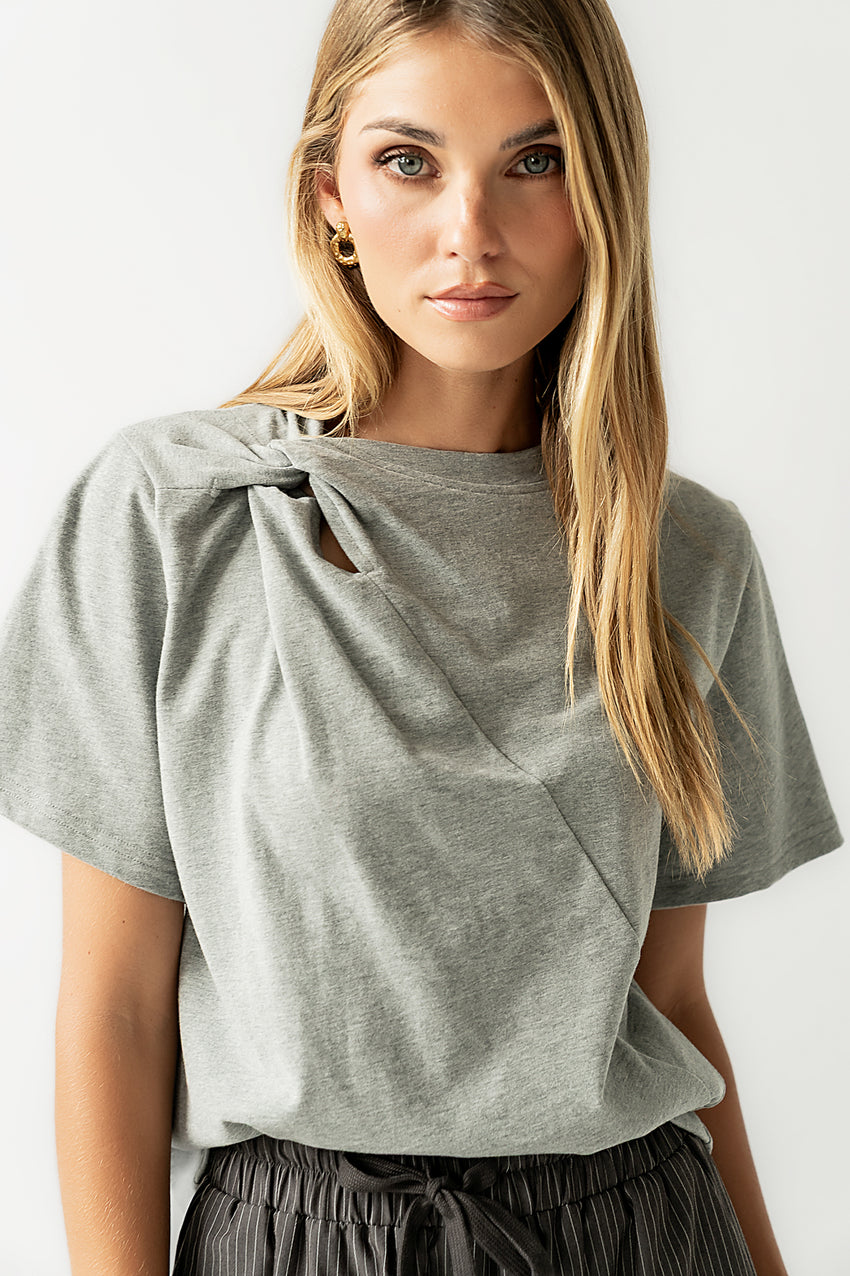 Posie Knot Tee in Heather Grey - FINAL SALE
