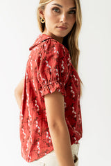 Nelly Floral Blouse in Red - FINAL SALE