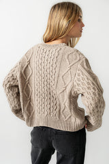 Noah Cable Knit Cardigan in Taupe - FINAL SALE