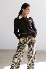 Justine Collared Sweater in Brown - FINAL SALE