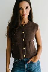 Brooks Knit Vest in Brown - FINAL SALE