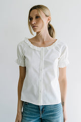 Connie Ruffle Blouse in Cream - FINAL SALE