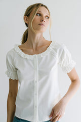 Connie Ruffle Blouse in Cream - FINAL SALE