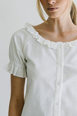 Connie Ruffle Blouse in Cream - FINAL SALE