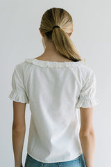 Connie Ruffle Blouse in Cream - FINAL SALE
