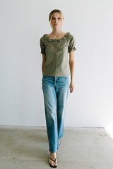 Connie Ruffle Blouse in Olive - FINAL SALE