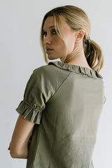 Connie Ruffle Blouse in Olive - FINAL SALE