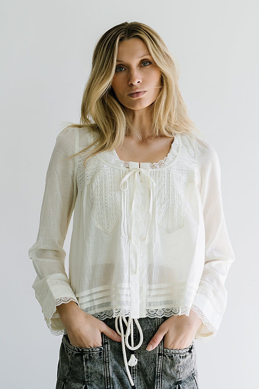 Taylor Sheer Blouse in Ivory - FINAL SALE