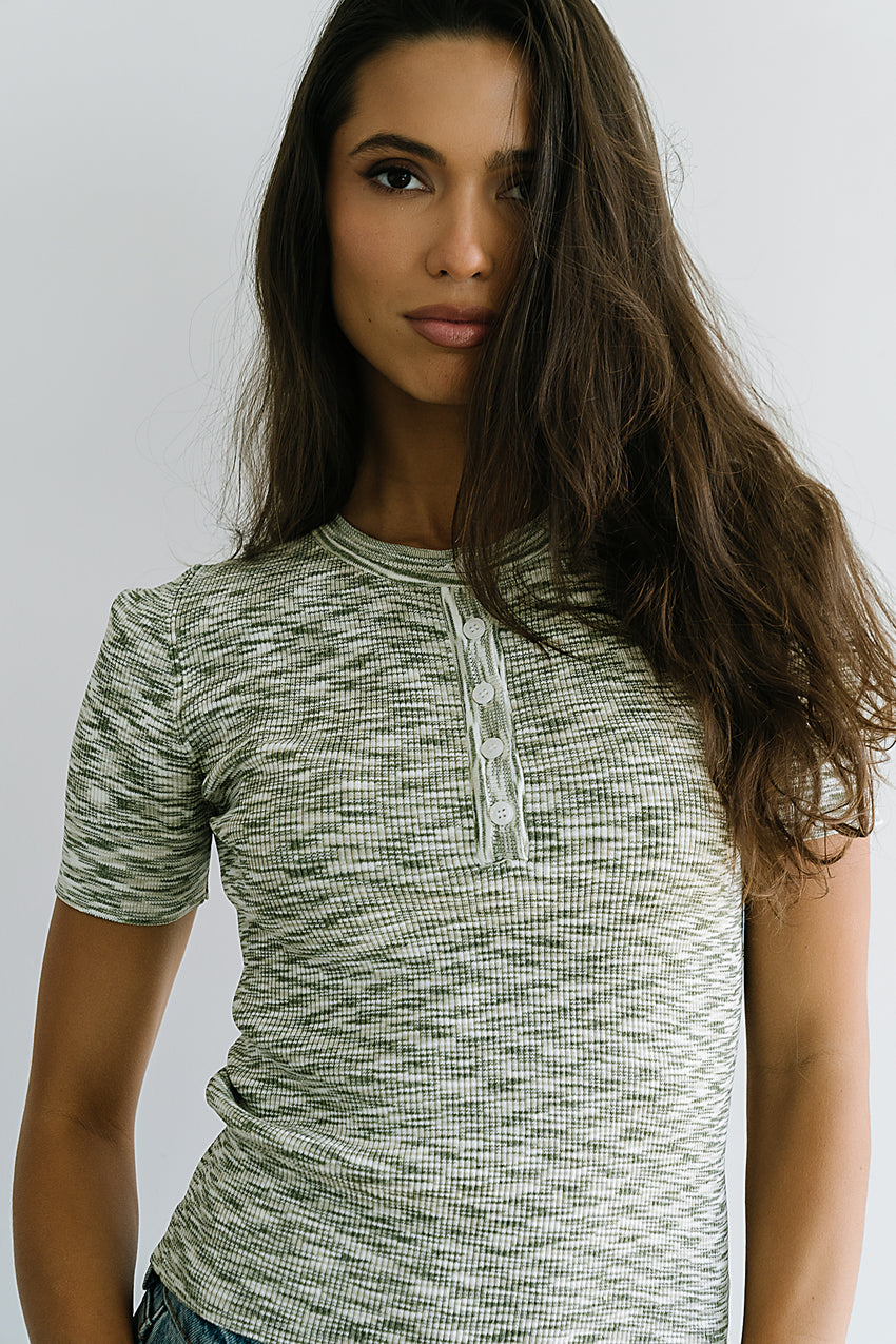 Mannie Heathered Sweater in Olive - FINAL SALE