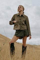 Aden Suede Jacket in Olive - FINAL SALE