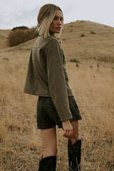 Aden Suede Jacket in Olive - FINAL SALE