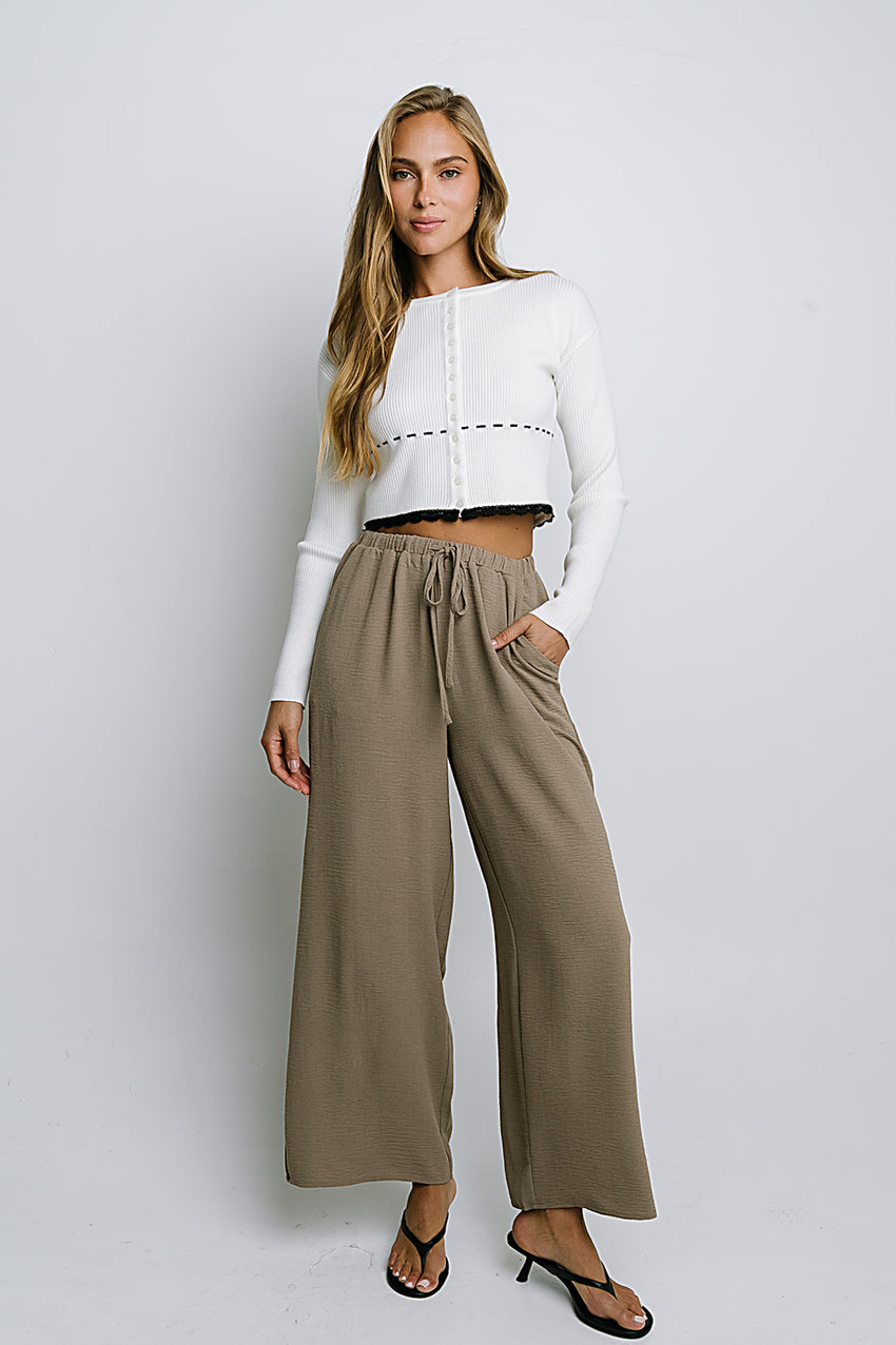 Salma Wide Leg Pants in Taupe - FINAL SALE
