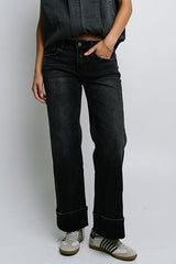 Marcia Cuffed Baggy Jeans in Faded Black - FINAL SALE