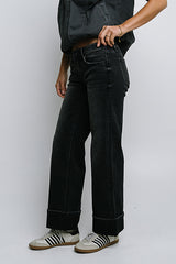 Marcia Cuffed Baggy Jeans in Faded Black - FINAL SALE