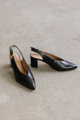 Candice Slingback Heels in Black - FINAL SALE