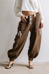 Cozette Striped Baggy Pants in Brown - FINAL SALE