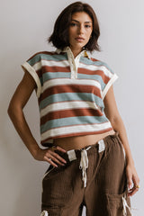 Niko Striped Top in Camel - FINAL SALE