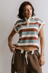 Niko Striped Top in Camel - FINAL SALE