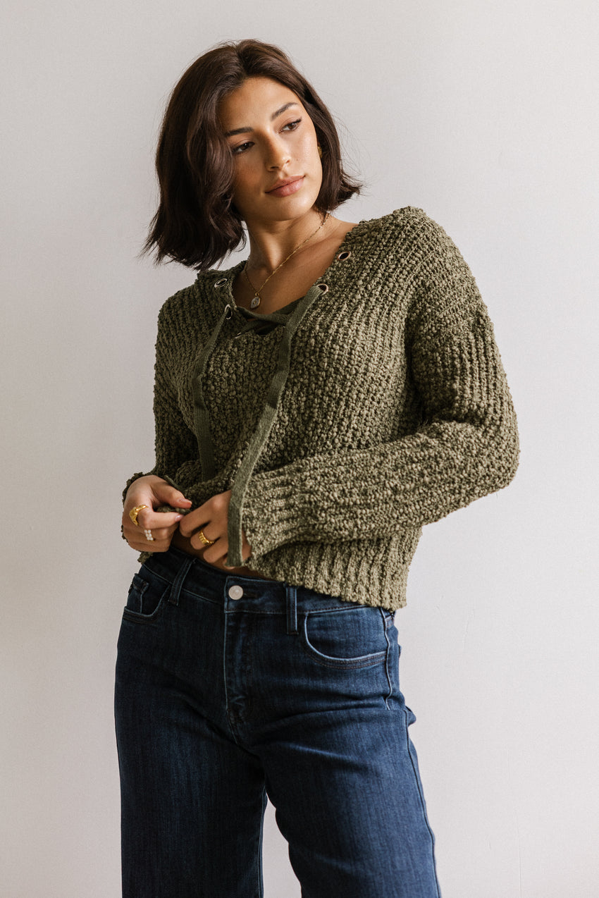 Georgie Knit Sweater in Olive - FINAL SALE