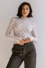 Winnie Floral Crinkle Top in Ivory - FINAL SALE