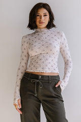 Winnie Floral Crinkle Top in Ivory - FINAL SALE