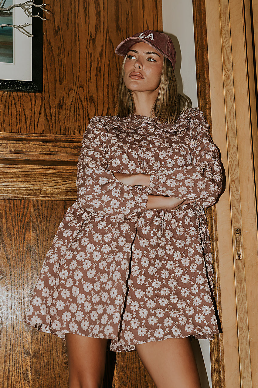 Liam Floral Mini Dress in Mauve - FINAL SALE