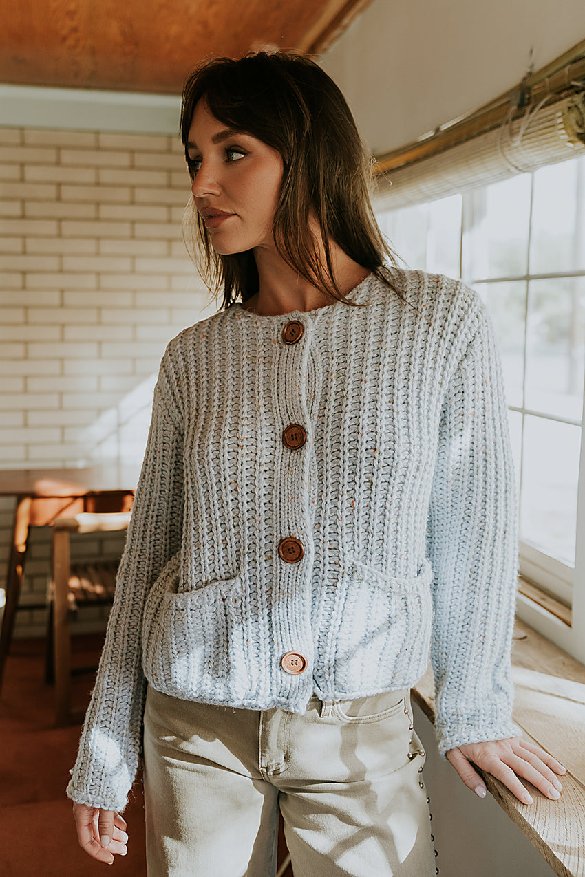 Holland Chunky Knit Cardigan in Blue - FINAL SALE