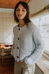 Holland Chunky Knit Cardigan in Blue - FINAL SALE