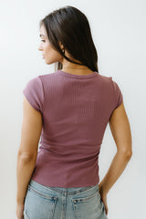 Vestia Button Up Tee in Mauve - FINAL SALE