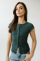 Vestia Button Up Tee in Teal - FINAL SALE