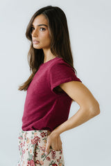 Selena Rolled Sleeve Shirt in Burgundy - FINAL SALE