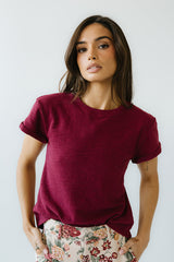 Selena Rolled Sleeve Shirt in Burgundy - FINAL SALE