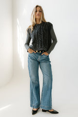 Rebecca Cable Knit Vest in Charcoal - FINAL SALE