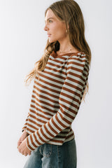 Kathy Waffle Knit Top in Brown - FINAL SALE