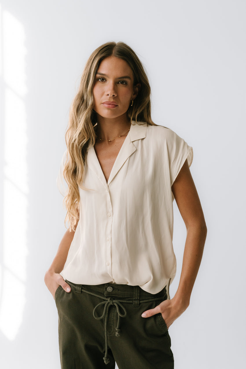 Poppy Collared Blouse in Cream - FINAL SALE