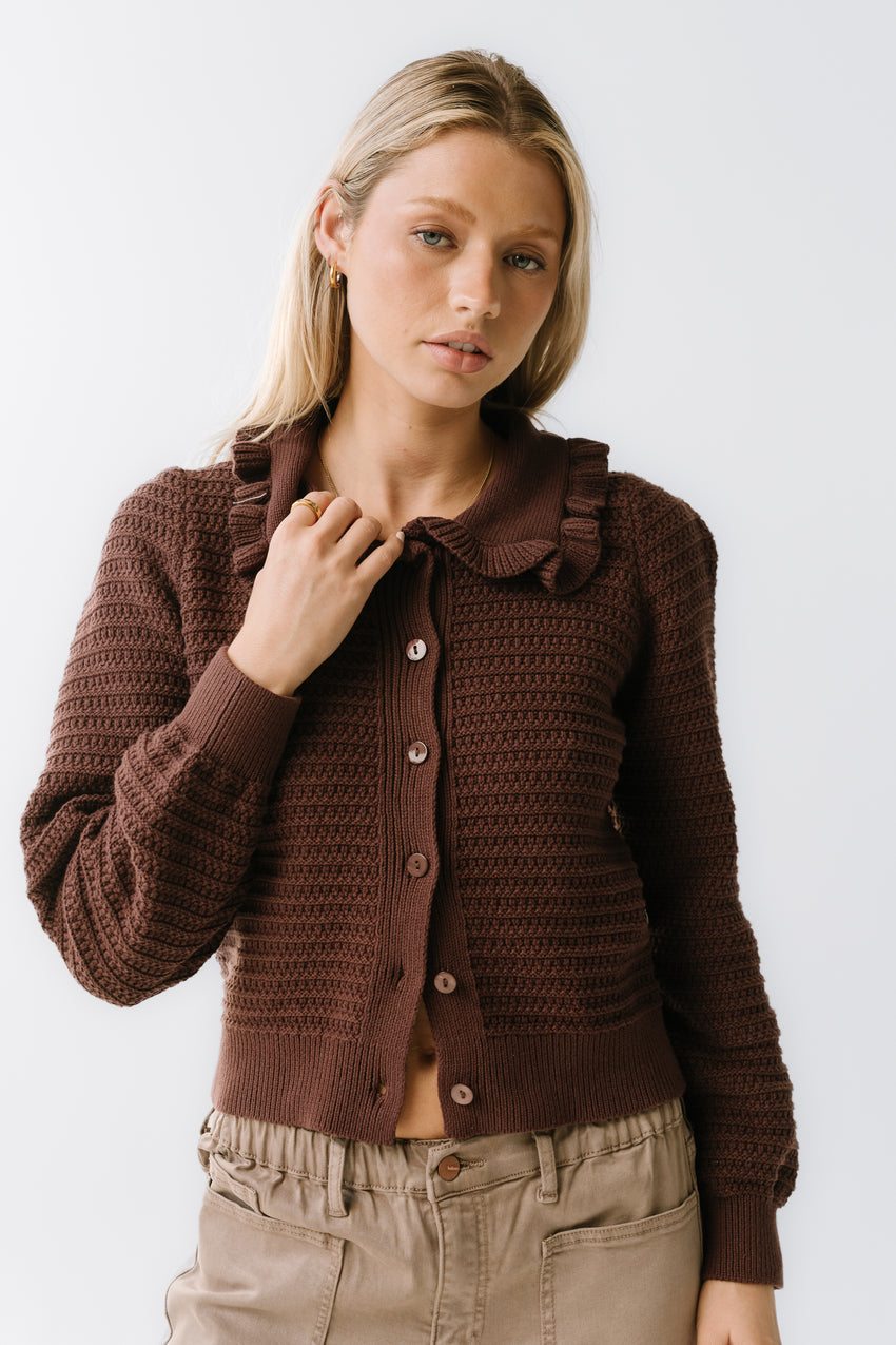 Maureen Collared Cardigan in Brown - FINAL SALE