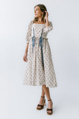 Gloria Floral Midi Dress in Ecru - FINAL SALE