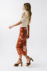 Carly Mesh Midi Skirt in Rust - FINAL SALE