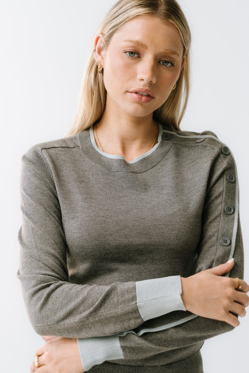 Rustin Contrast Sweater in Grey - FINAL SALE