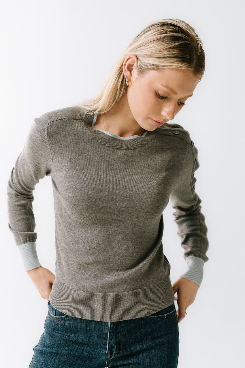 Rustin Contrast Sweater in Grey - FINAL SALE