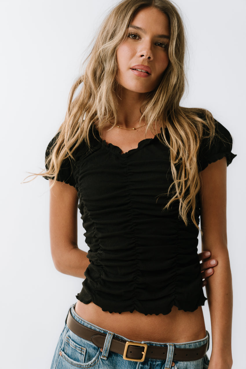 Regan Ruched Top in Black - FINAL SALE