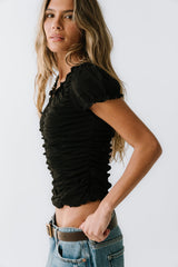 Regan Ruched Top in Black - FINAL SALE