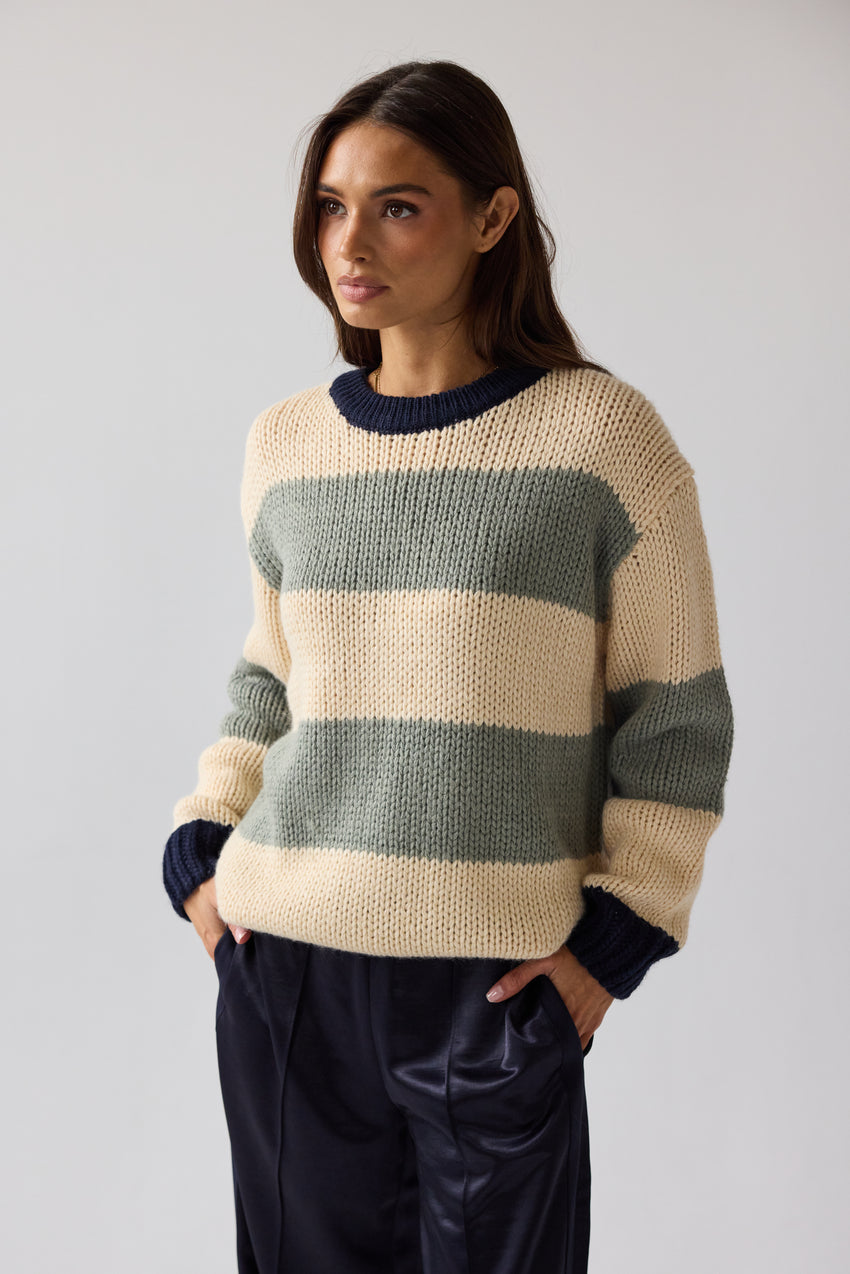 Jolene Striped Sweater in Navy - FINAL SALE