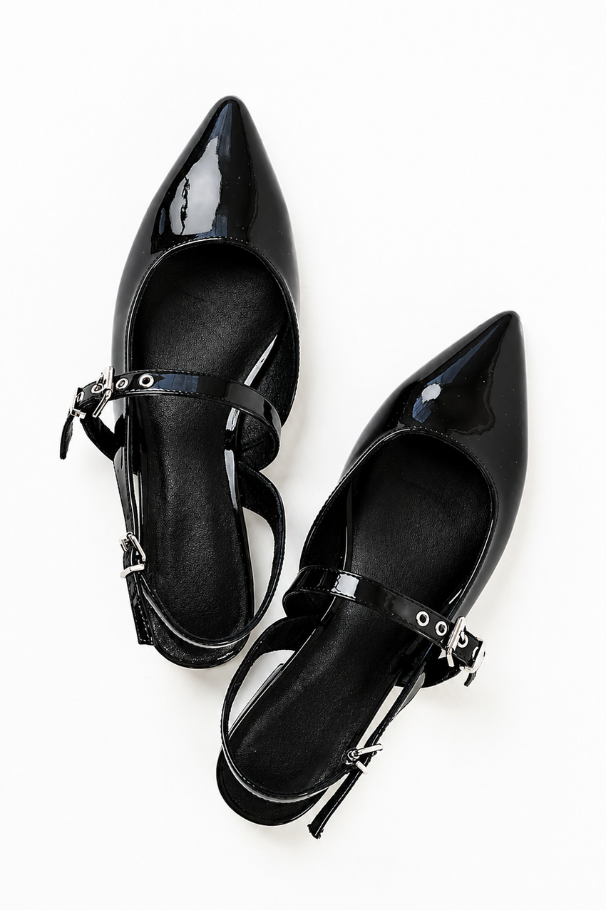 Aire Slingback Flats in Black - FINAL SALE