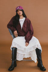 Markus Knit Bomber Jacket in Marsala - FINAL SALE