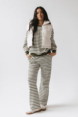 Taya Striped Wide Leg Pants in Olive - FINAL SALE