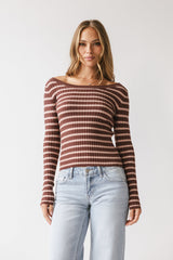 Petra Striped Sweater in Burgundy - FINAL SALE