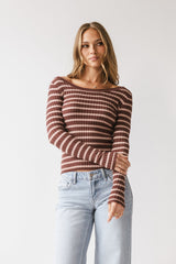 Petra Striped Sweater in Burgundy - FINAL SALE