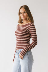 Petra Striped Sweater in Burgundy - FINAL SALE