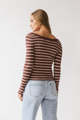 Petra Striped Sweater in Burgundy - FINAL SALE